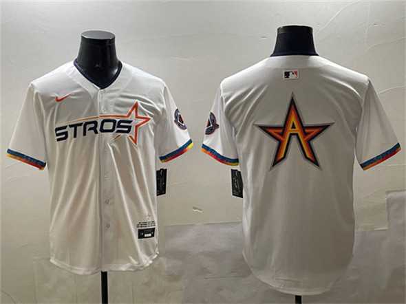 Mens Houston Astros Team Big Logo White 2025 City Connect Limited Stitched Jerseys->houston astros->MLB Jersey